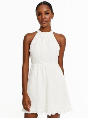 Ted Baker London White Embroidered Halter Dress | Size 2 (Small) | Fit & Flare
